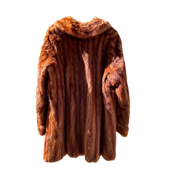 Vintage 1950s Mink Fur Coat Chestnut Lined Unbranded Mob Wife aesthetic FLAWS - Picture 3 of 12